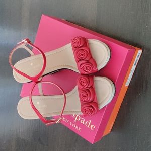 Kate Spade New York red roses espadrille wedge sandals